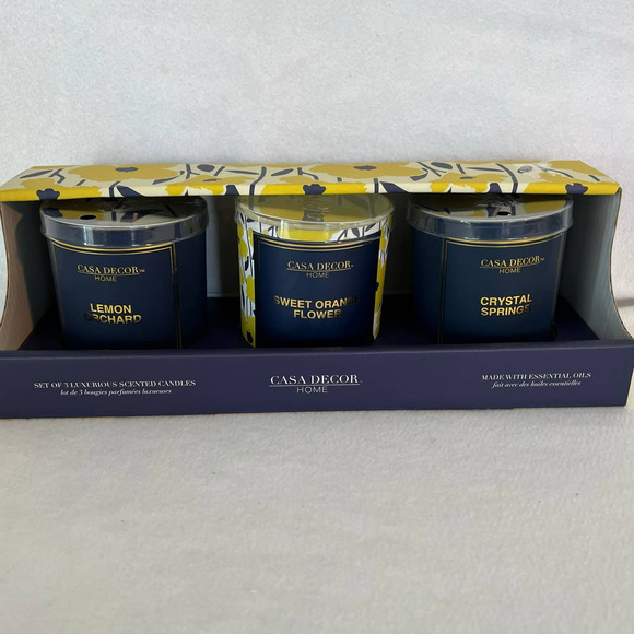 CASA DECOR SET OF 3 LUXURIOUS SCENTED CANDLES - Picture 1 of 9
